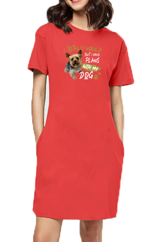 T-shirt Dress With Pockets - Busy Yorkie (3 Colours) (Slim Fit)