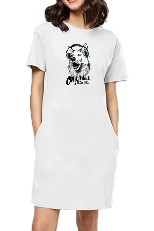 T-shirt Dress With Pockets - Howl You Doing? (4 Colours) (Slim Fit)