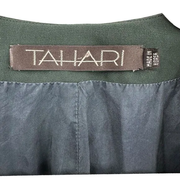Tahari Suit Crepe Topper Jacket Dress 8 Green Sheath Career Church Sunday Best