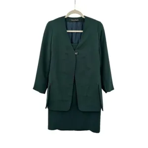 Tahari Suit Crepe Topper Jacket Dress 8 Green Sheath Career Church Sunday Best