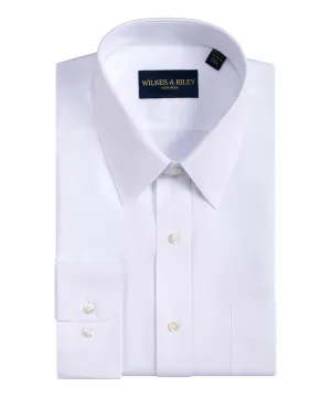 Tailored Fit White Point Collar Supima® Cotton Non-Iron Pinpoint Oxford Dress Shirt