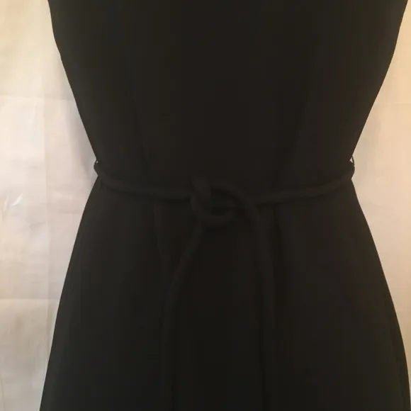 Talbots Ruffle Hem Belted Sheath Black Dress NWT