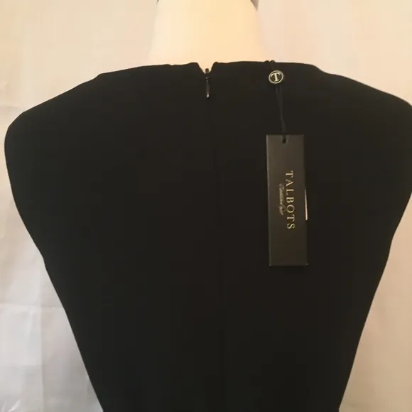 Talbots Ruffle Hem Belted Sheath Black Dress NWT
