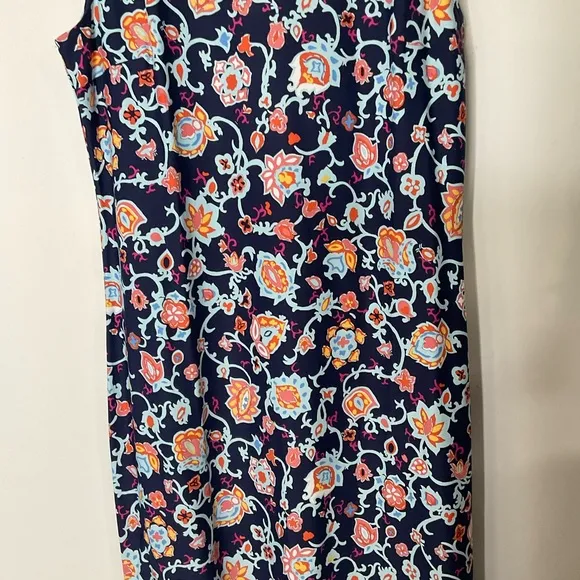 Talbots Women’s Floral Blue’s Pink Sleeveless Sheath Round Neck Dress NWT’s Sz S