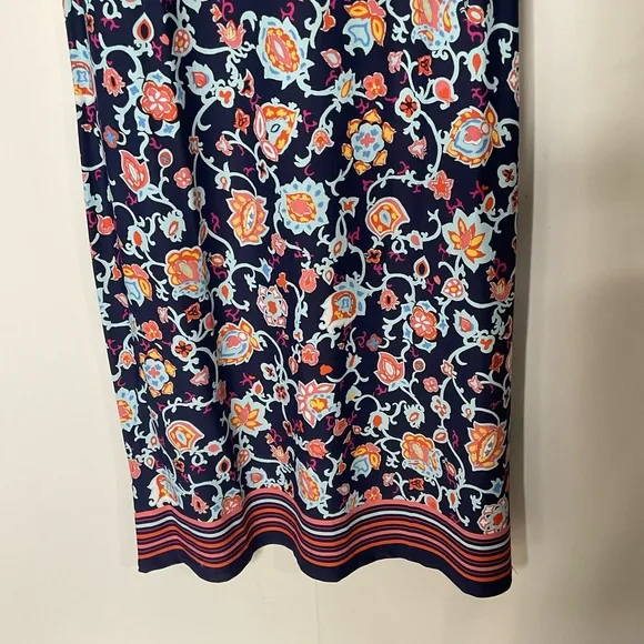 Talbots Women’s Floral Blue’s Pink Sleeveless Sheath Round Neck Dress NWT’s Sz S