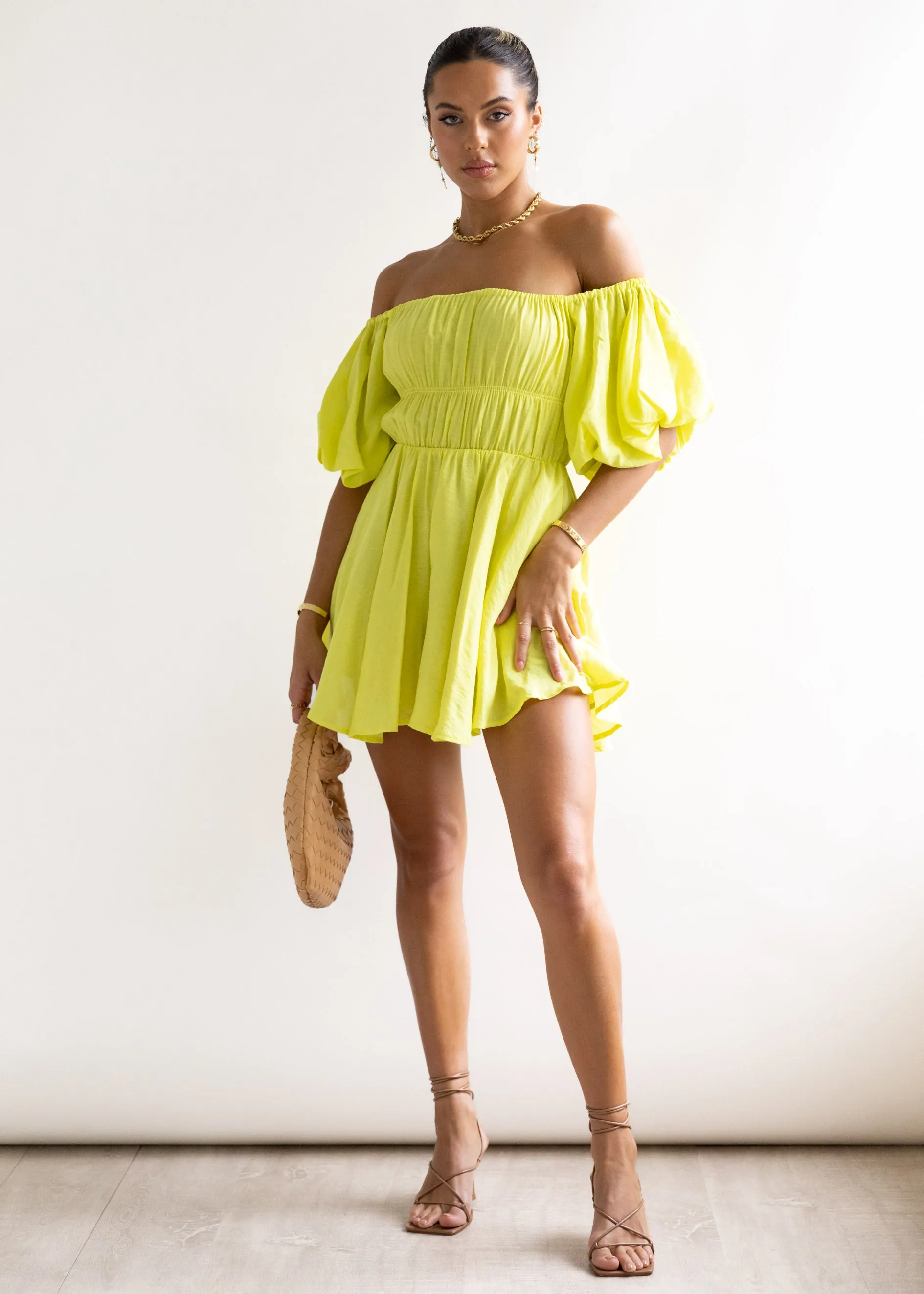 Tami Off Shoulder Dress - Lime