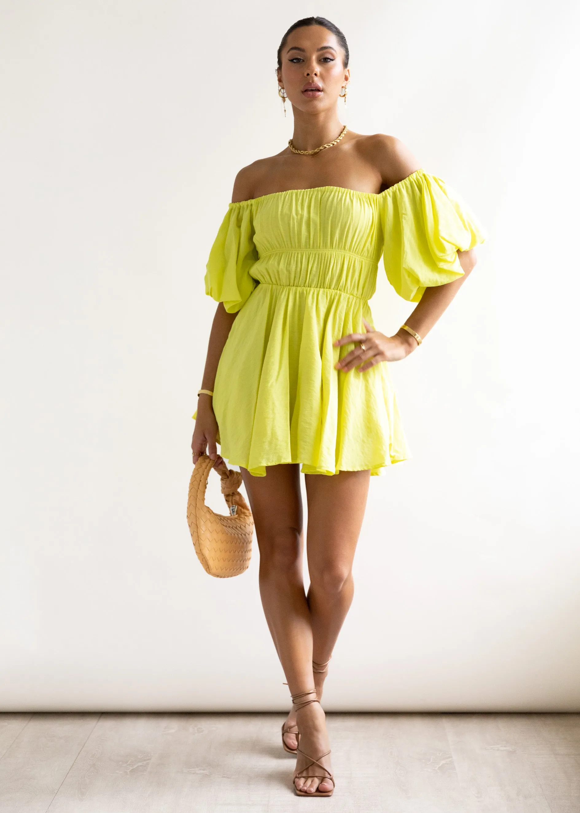 Tami Off Shoulder Dress - Lime