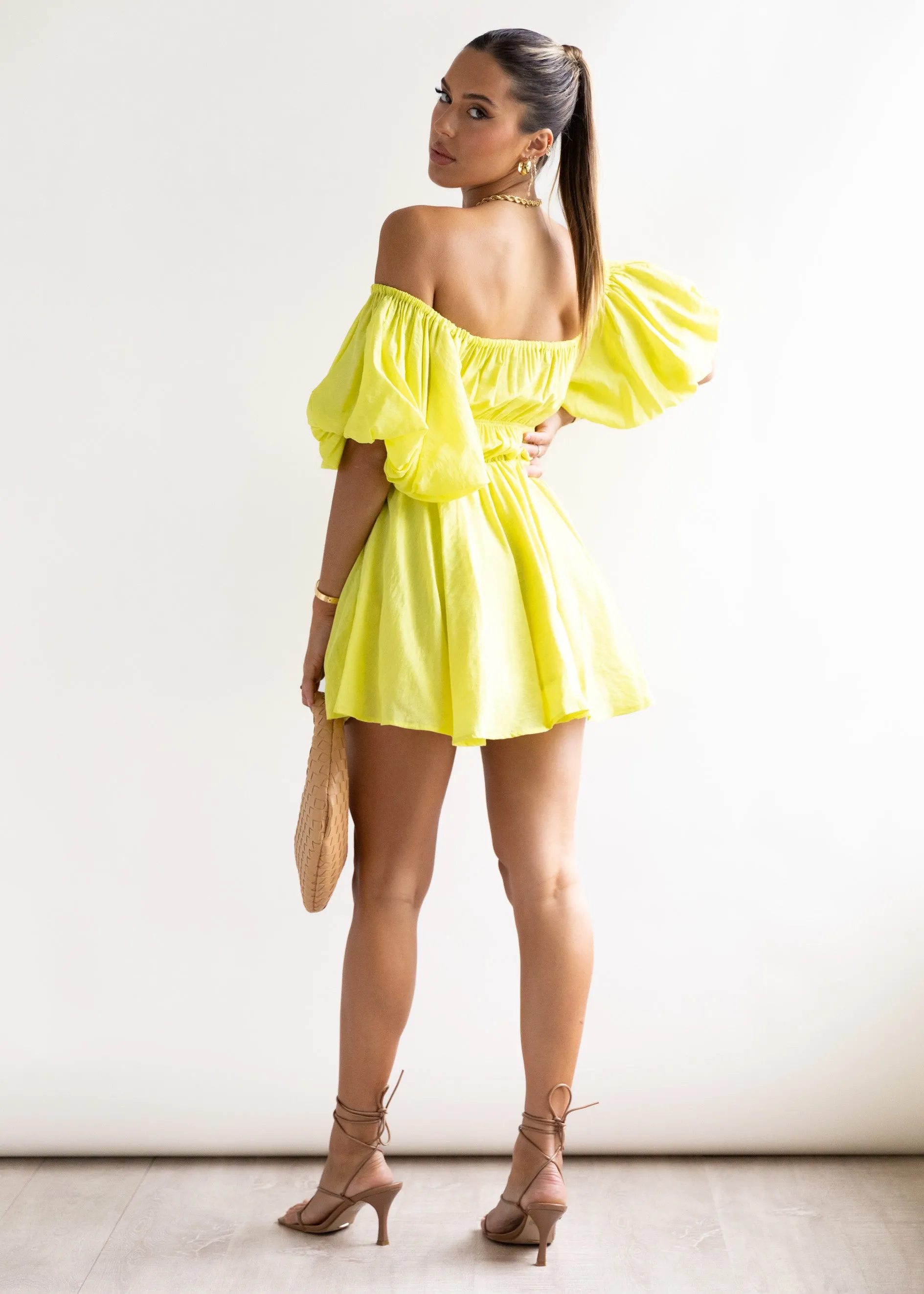 Tami Off Shoulder Dress - Lime