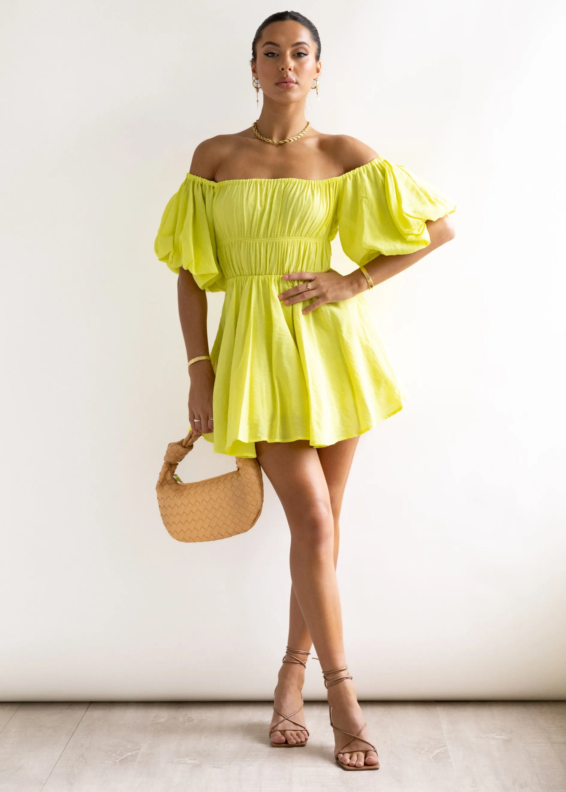 Tami Off Shoulder Dress - Lime