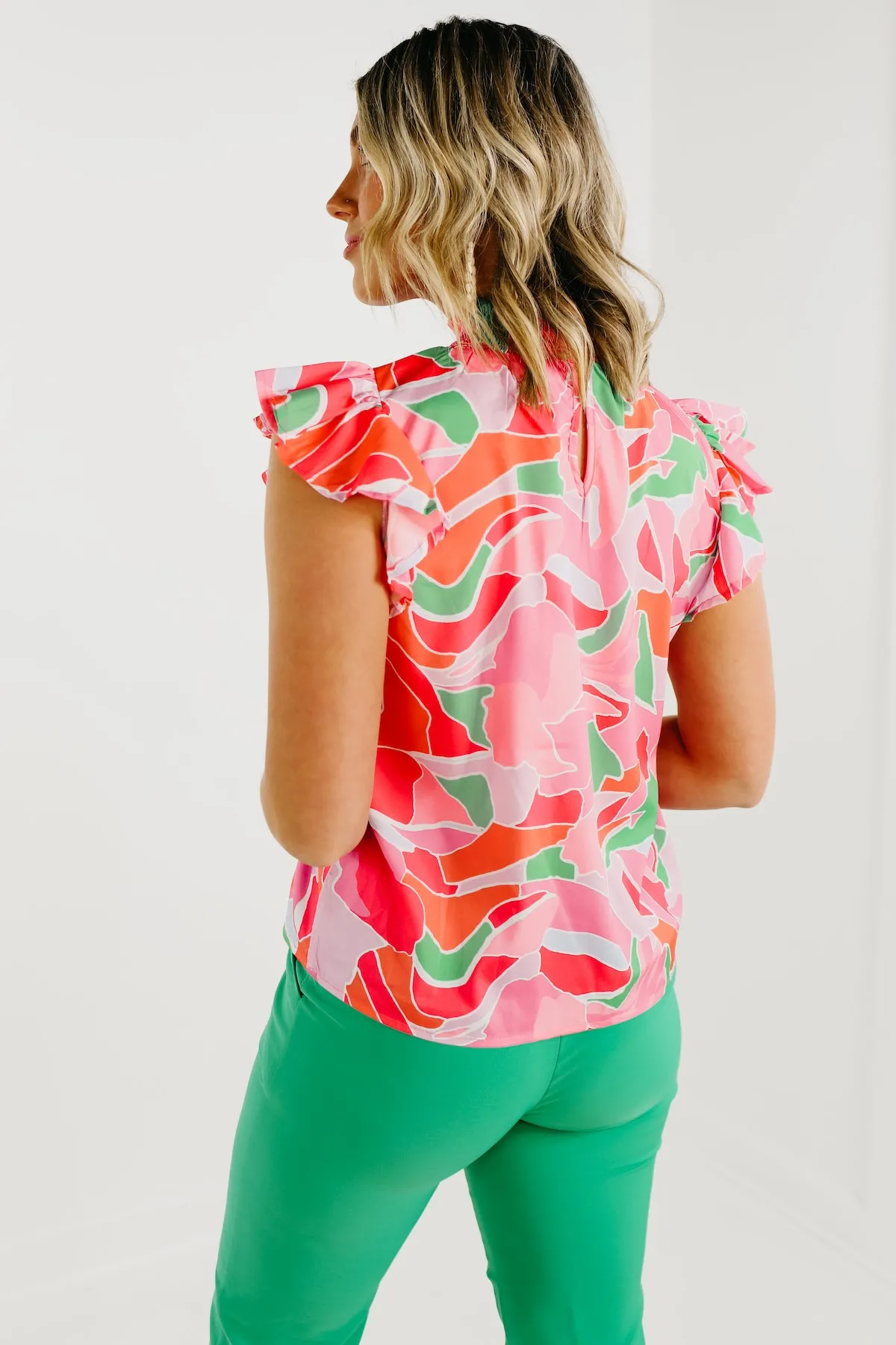 The Alivia Abstract Smock Neck Blouse - FINAL SALE
