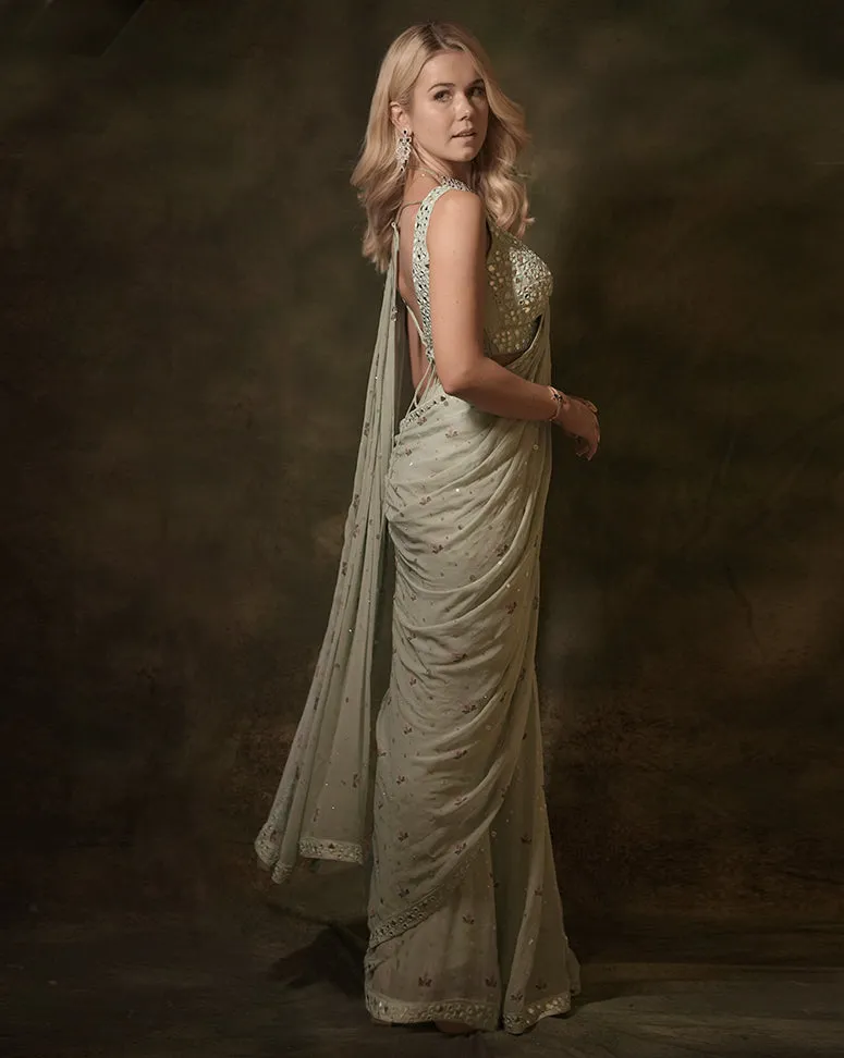 The Celadon Mirror Sari