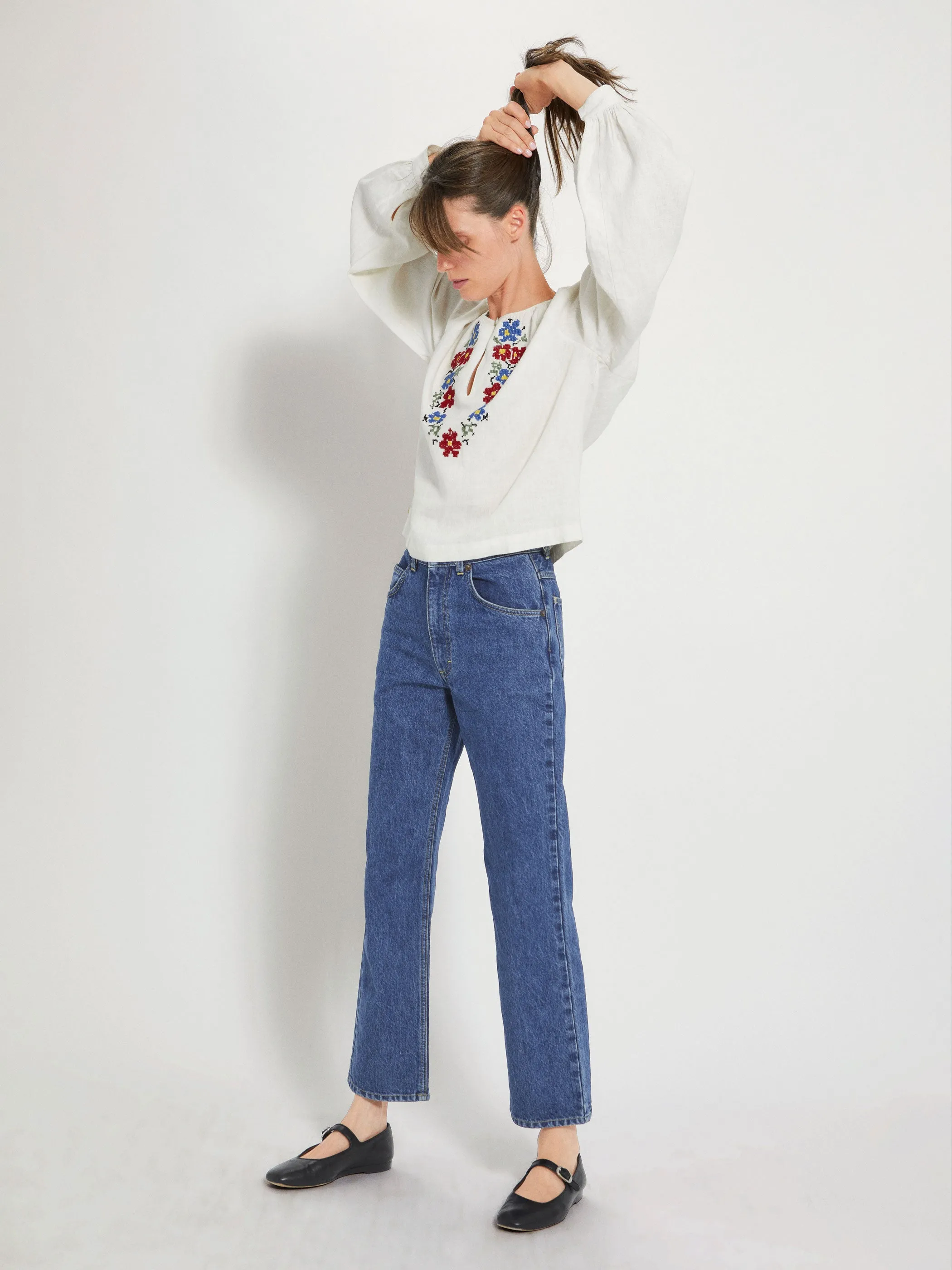 The Gigi Blouse in Embroidered Linen