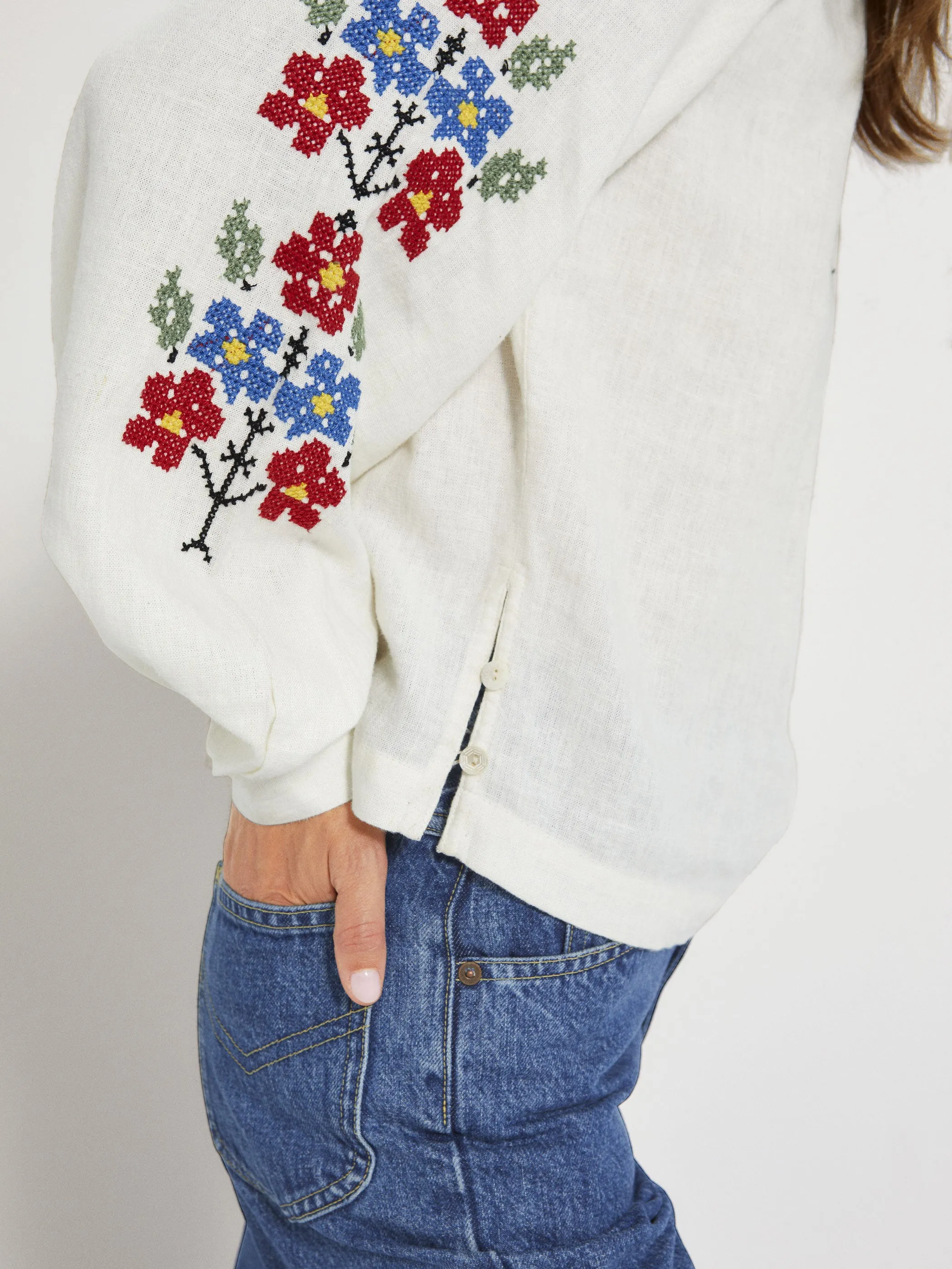 The Gigi Blouse in Embroidered Linen