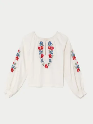 The Gigi Blouse in Embroidered Linen
