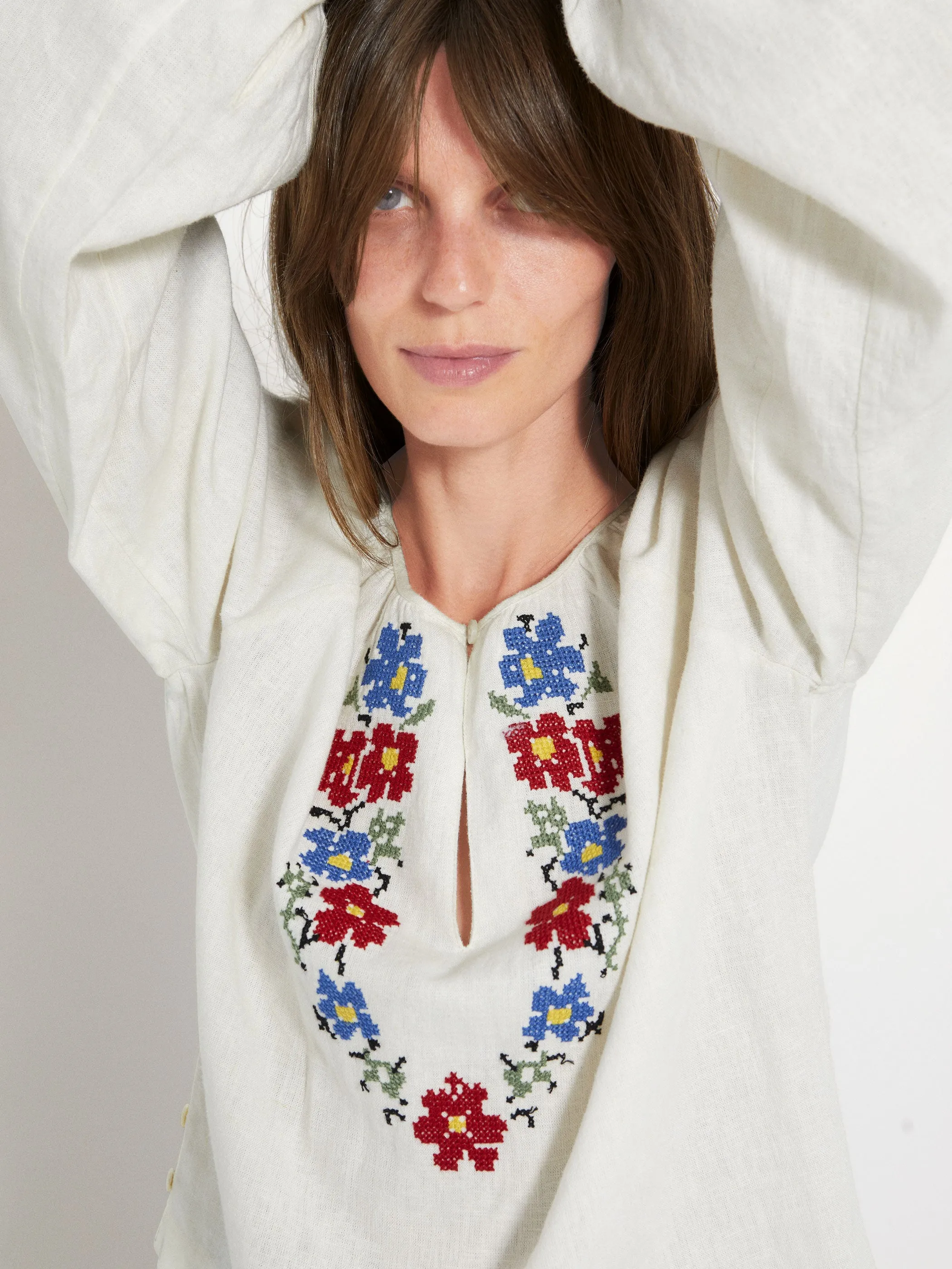 The Gigi Blouse in Embroidered Linen