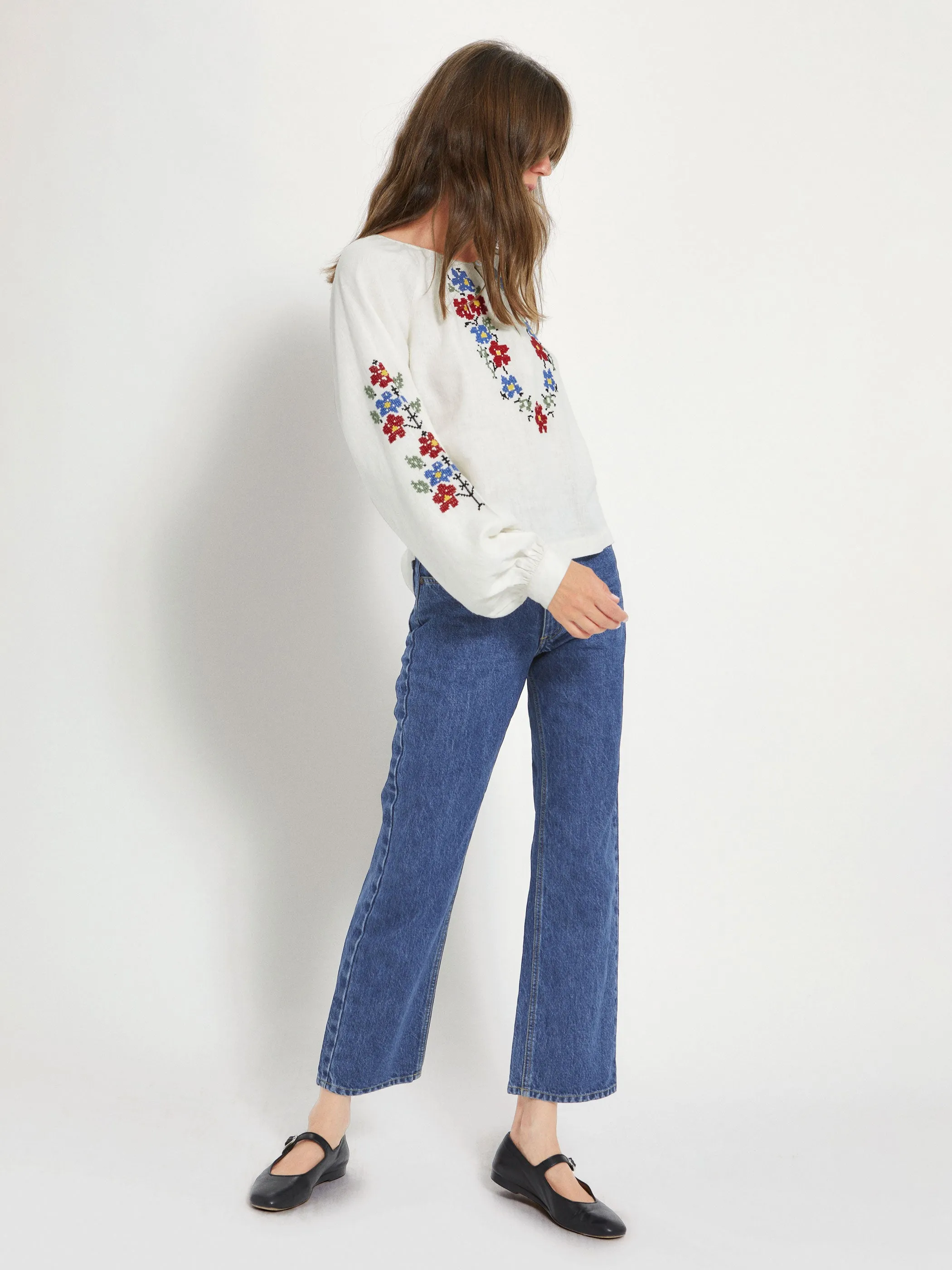 The Gigi Blouse in Embroidered Linen