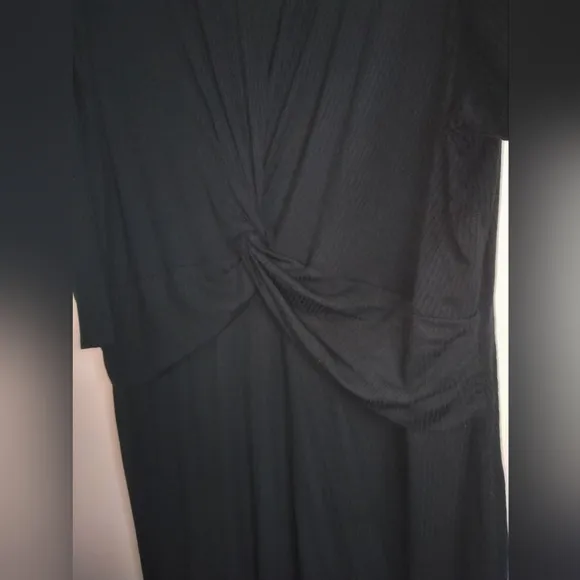 The Limited (Size 2X) Black Ribbed 3/4 Sleeve Knot Waist Sheath Dress (NEW-NWT)