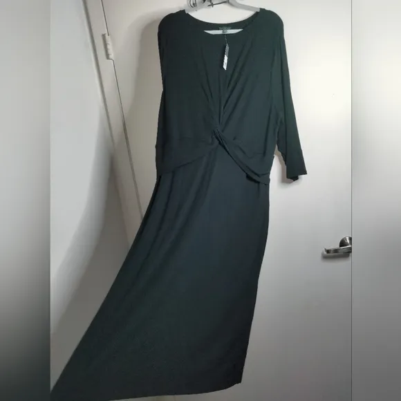 The Limited (Size 2X) Black Ribbed 3/4 Sleeve Knot Waist Sheath Dress (NEW-NWT)