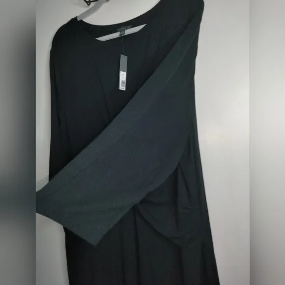 The Limited (Size 2X) Black Ribbed 3/4 Sleeve Knot Waist Sheath Dress (NEW-NWT)