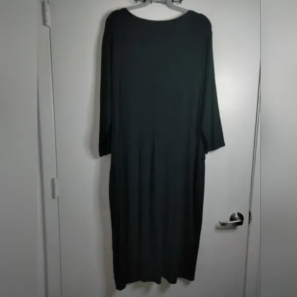 The Limited (Size 2X) Black Ribbed 3/4 Sleeve Knot Waist Sheath Dress (NEW-NWT)