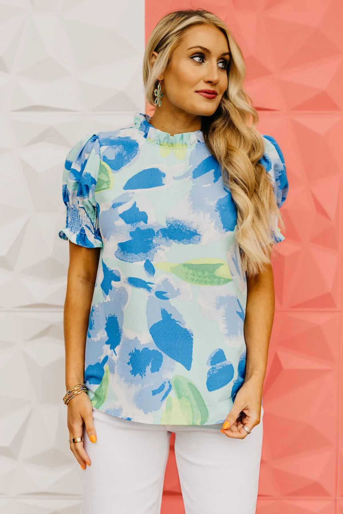 The Paityn Ruffle Neck Woven Blouse