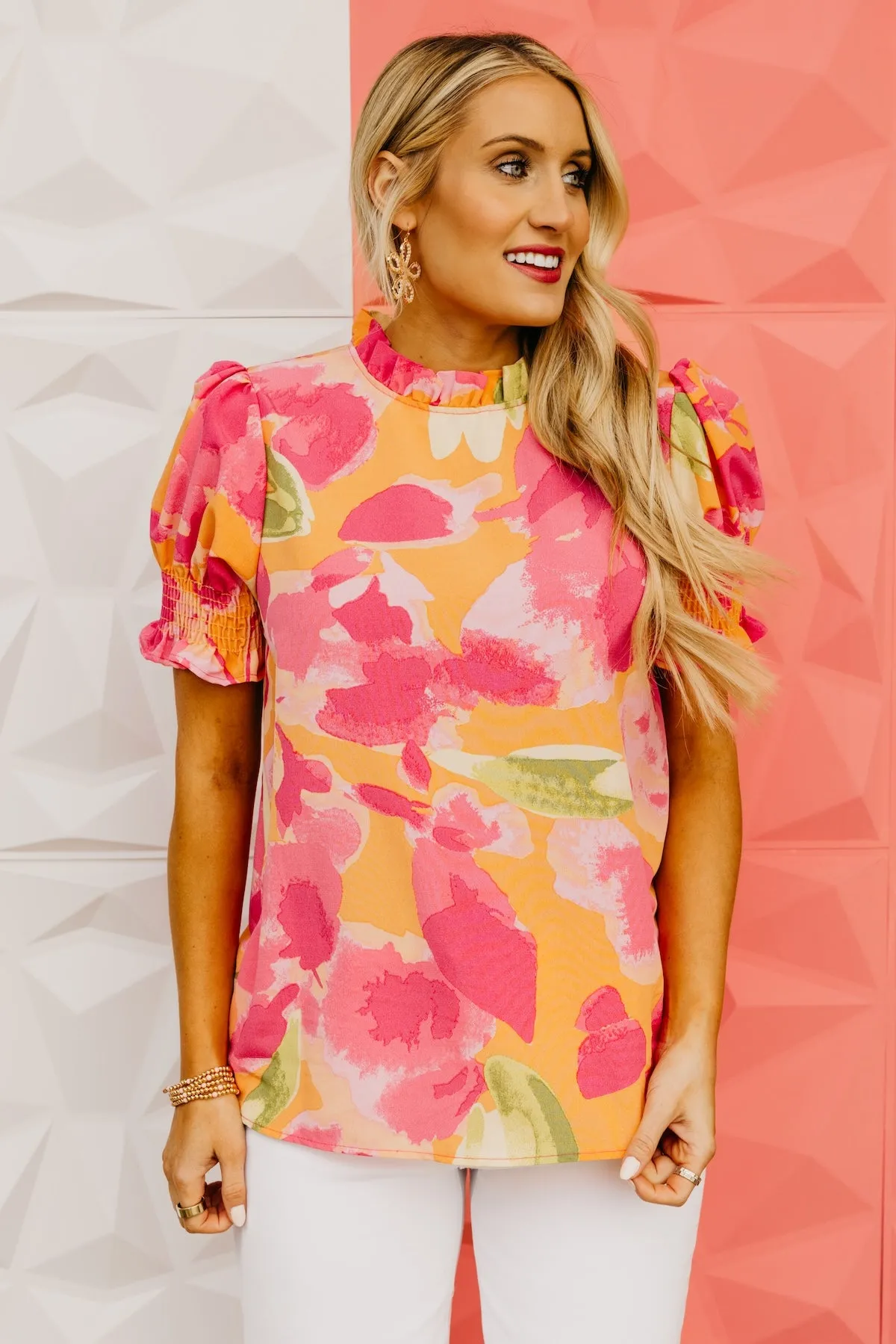 The Paityn Ruffle Neck Woven Blouse