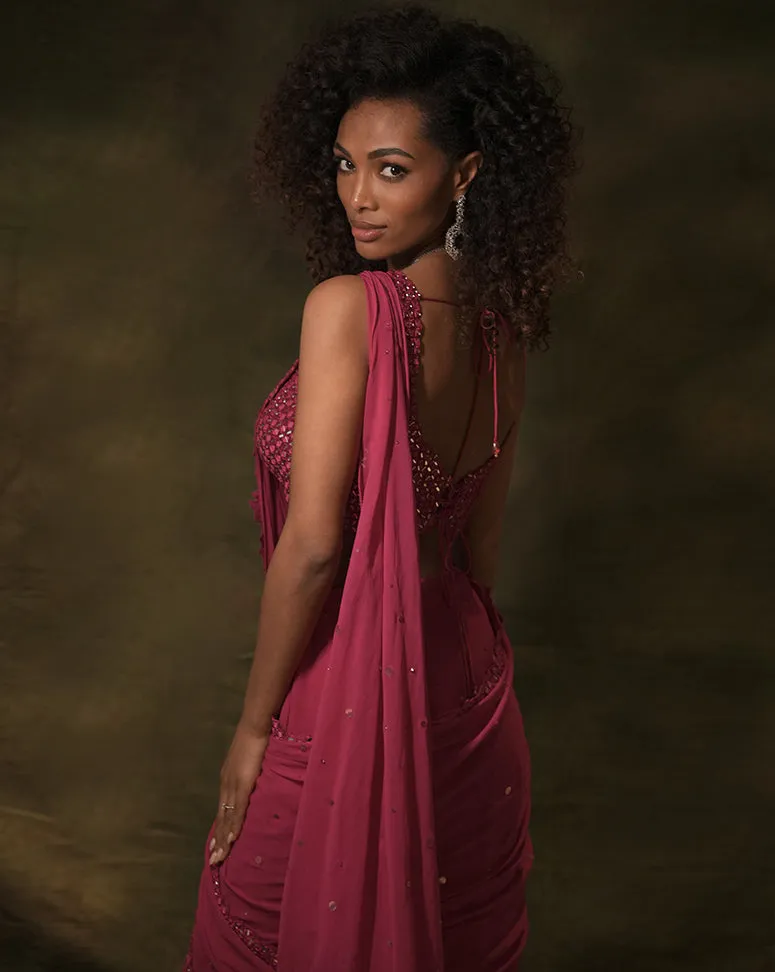 The Pink Mirror Sari