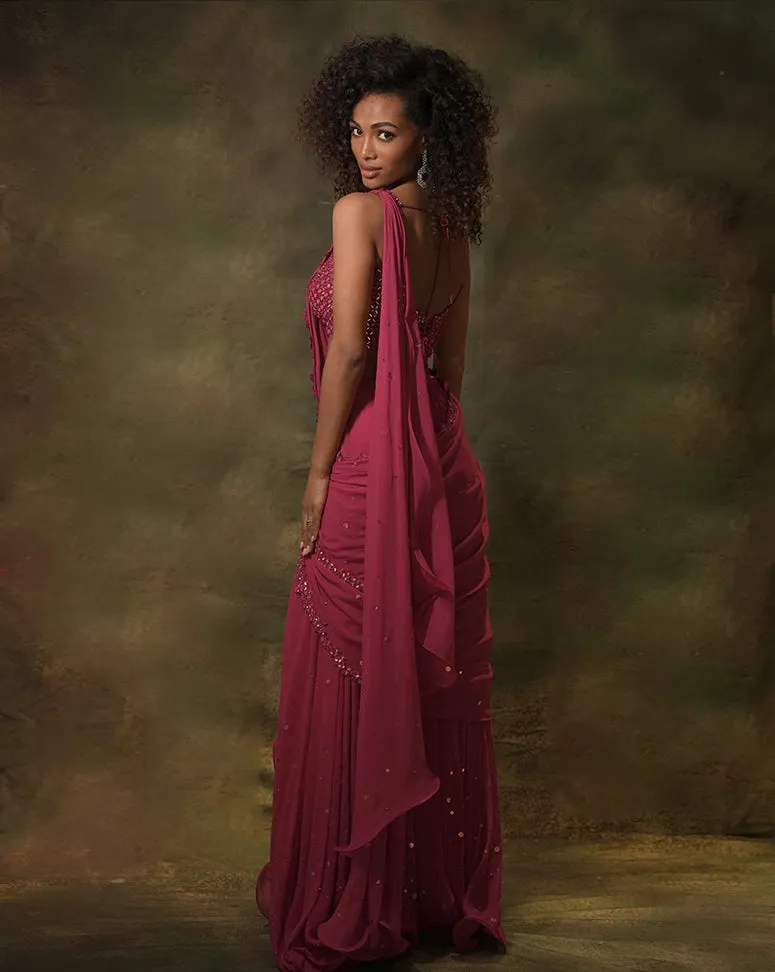 The Pink Mirror Sari