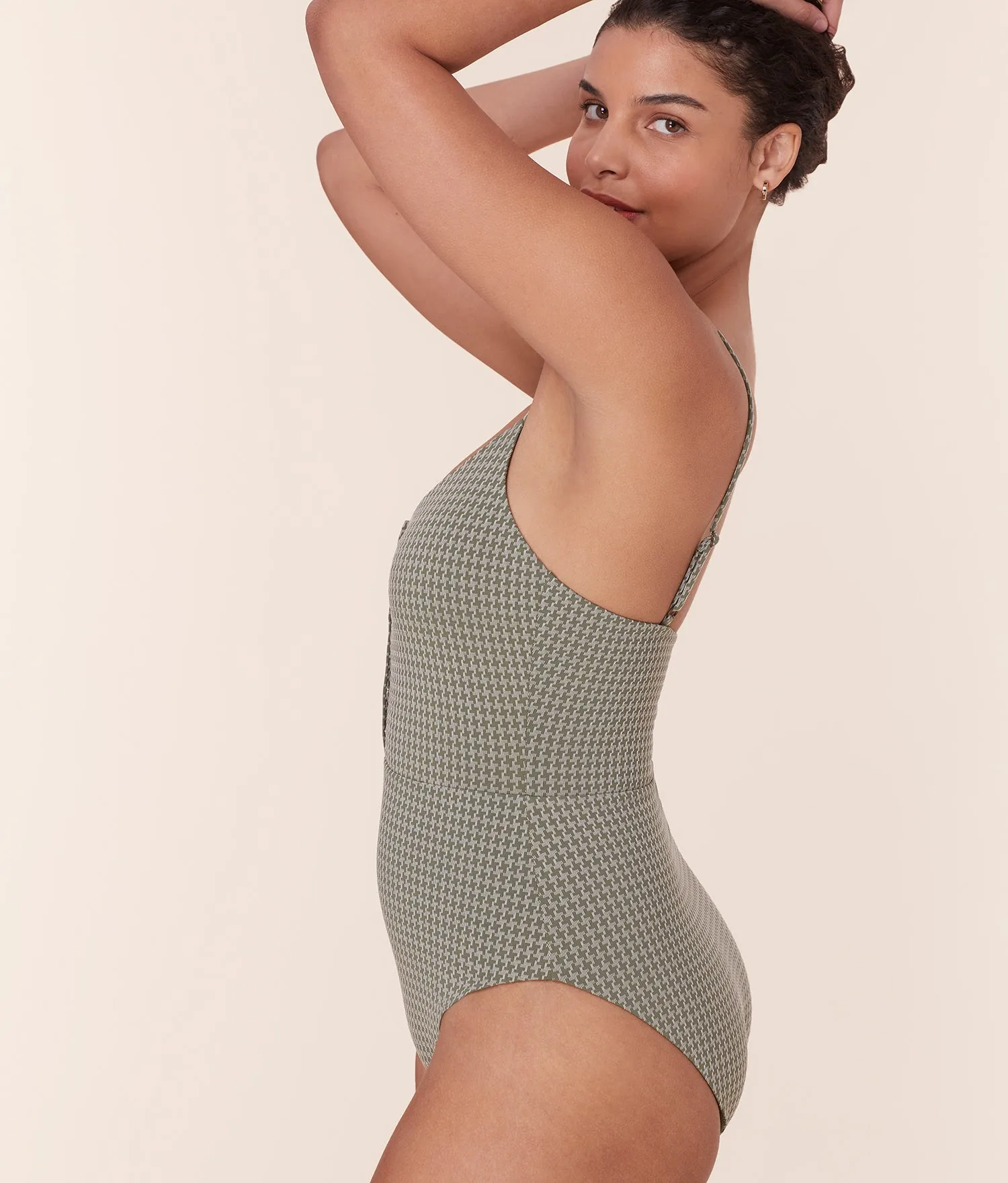 The Snap One Piece - Houndstooth - Seagrass - Long Torso