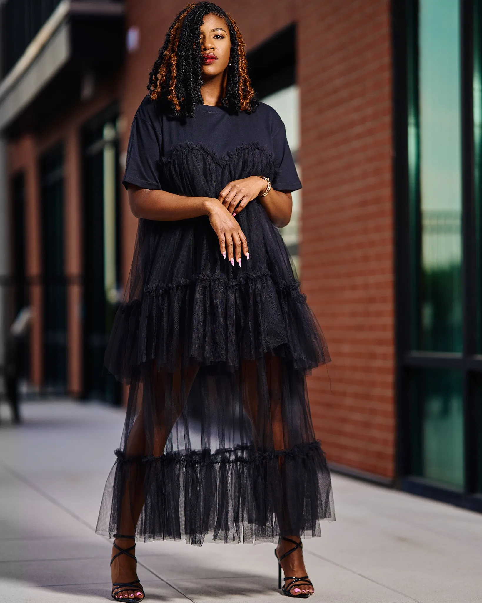 Thee t-shirt dress | Tulle Shirt Dress | Black