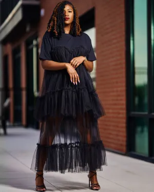 Thee t-shirt dress | Tulle Shirt Dress | Black