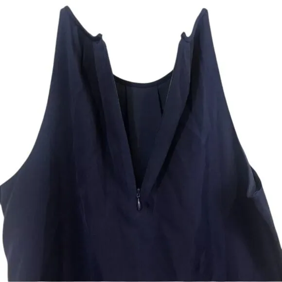 Theory Size 8 Charlaine Silk Colorblock Mini Shift Dress Navy Black Loose Fit