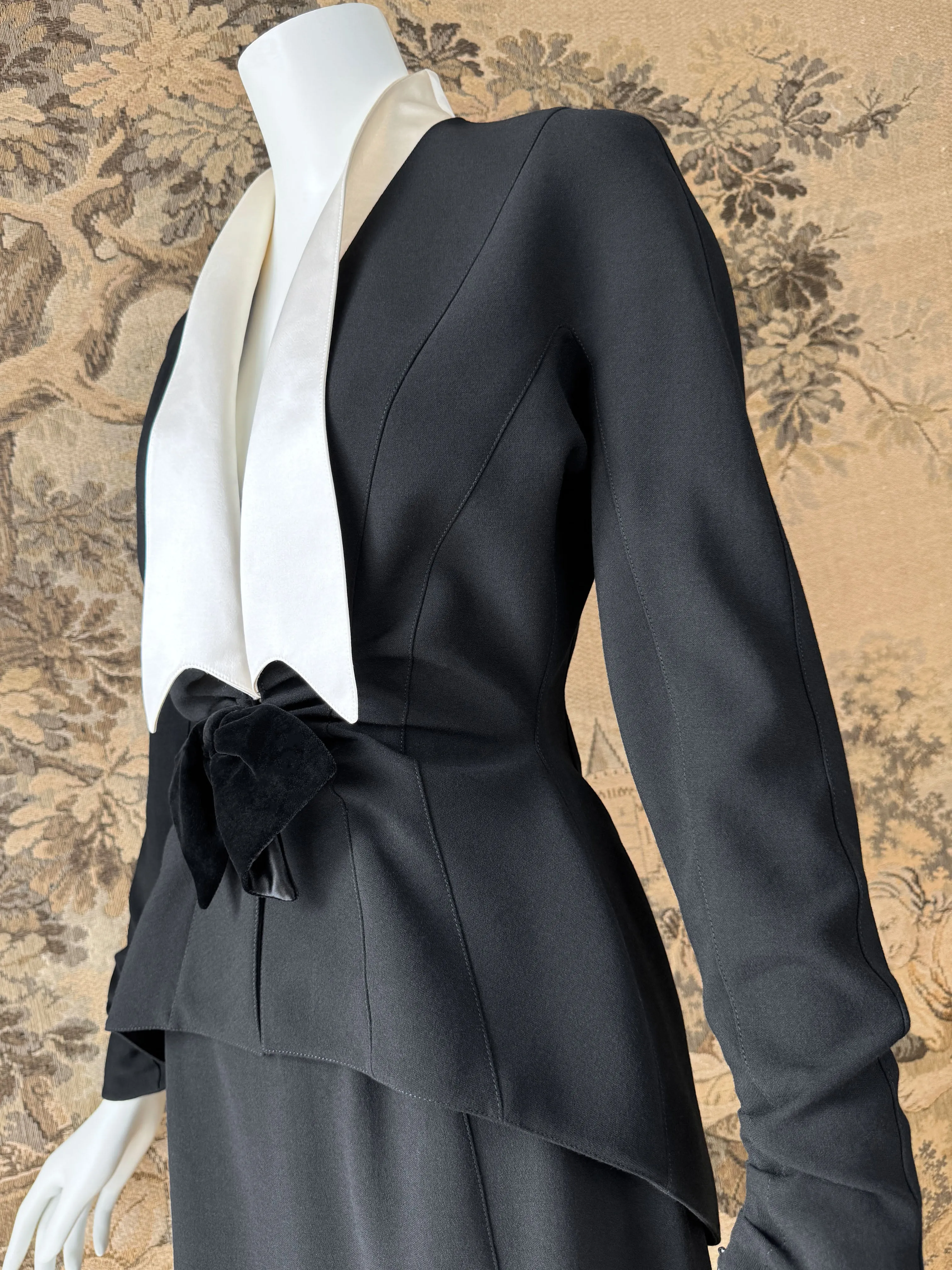 Thierry Mugler 1990s Velvet & Satin Trimmed Skirt Suit