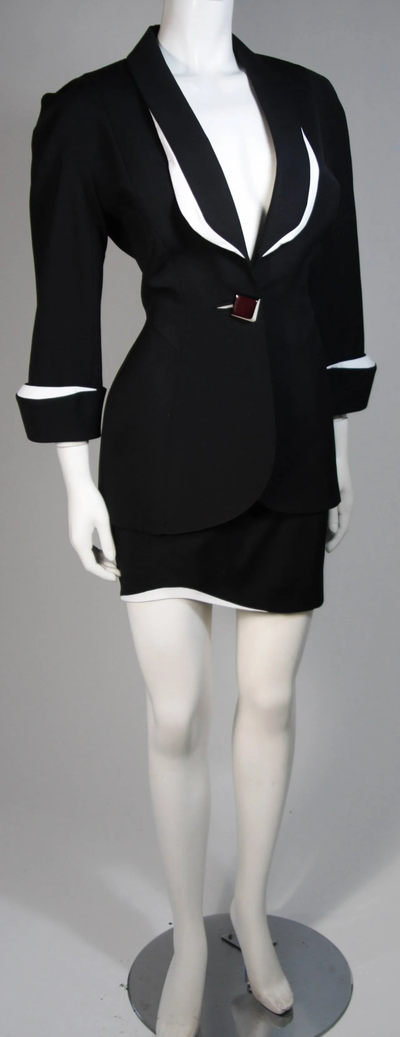 THIERRY MUGLER Black and White Skirt Suit