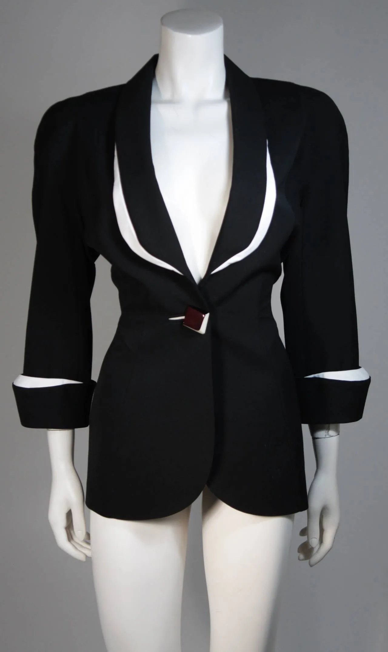 THIERRY MUGLER Black and White Skirt Suit