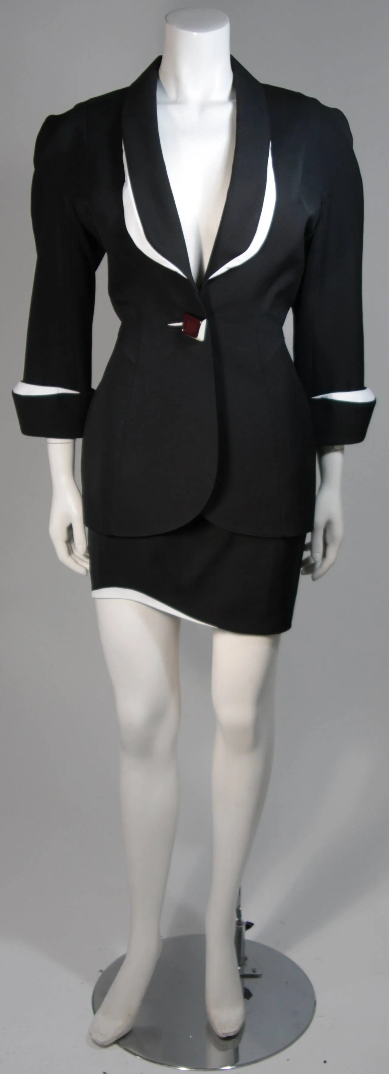 THIERRY MUGLER Black and White Skirt Suit