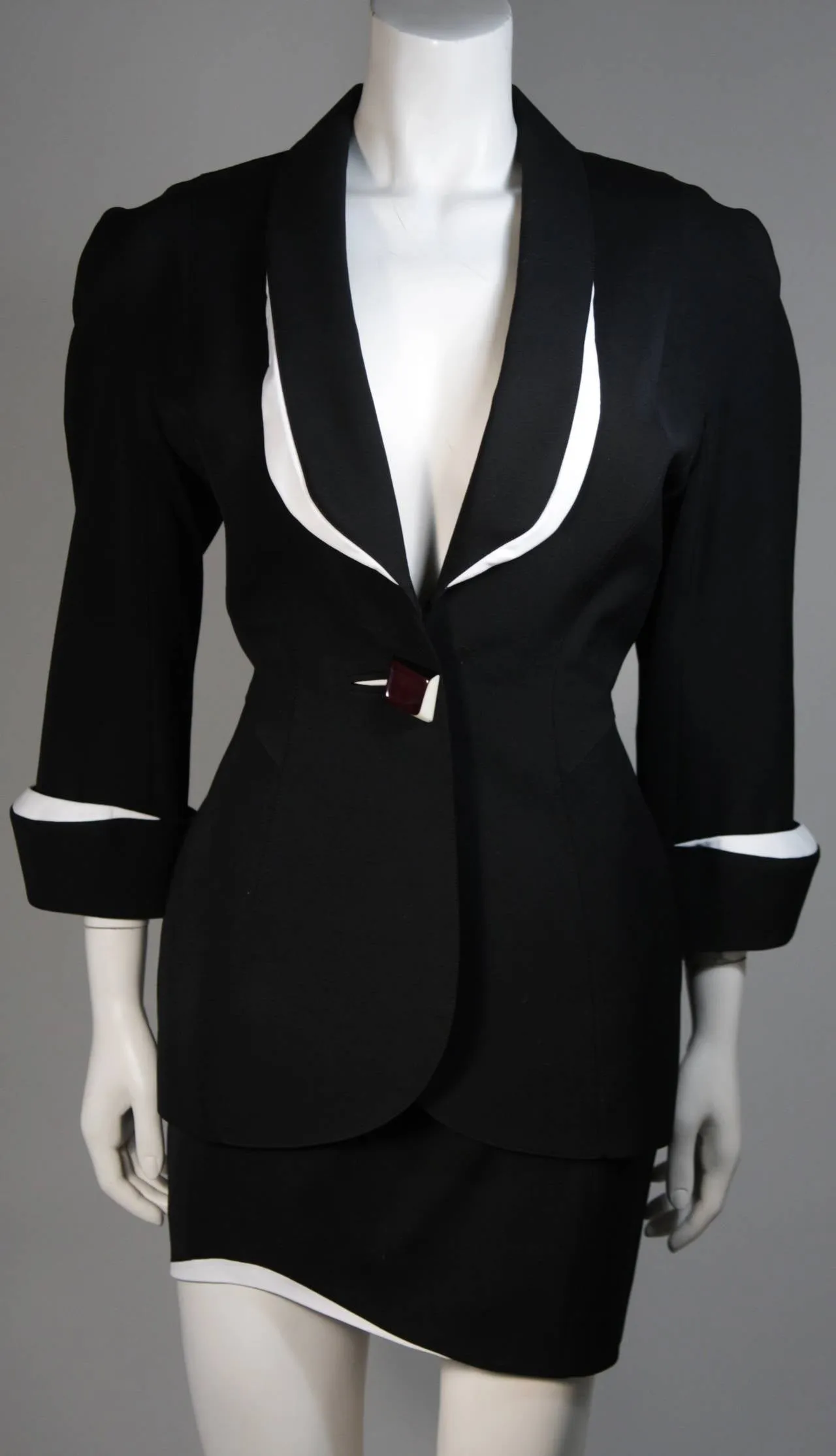 THIERRY MUGLER Black and White Skirt Suit