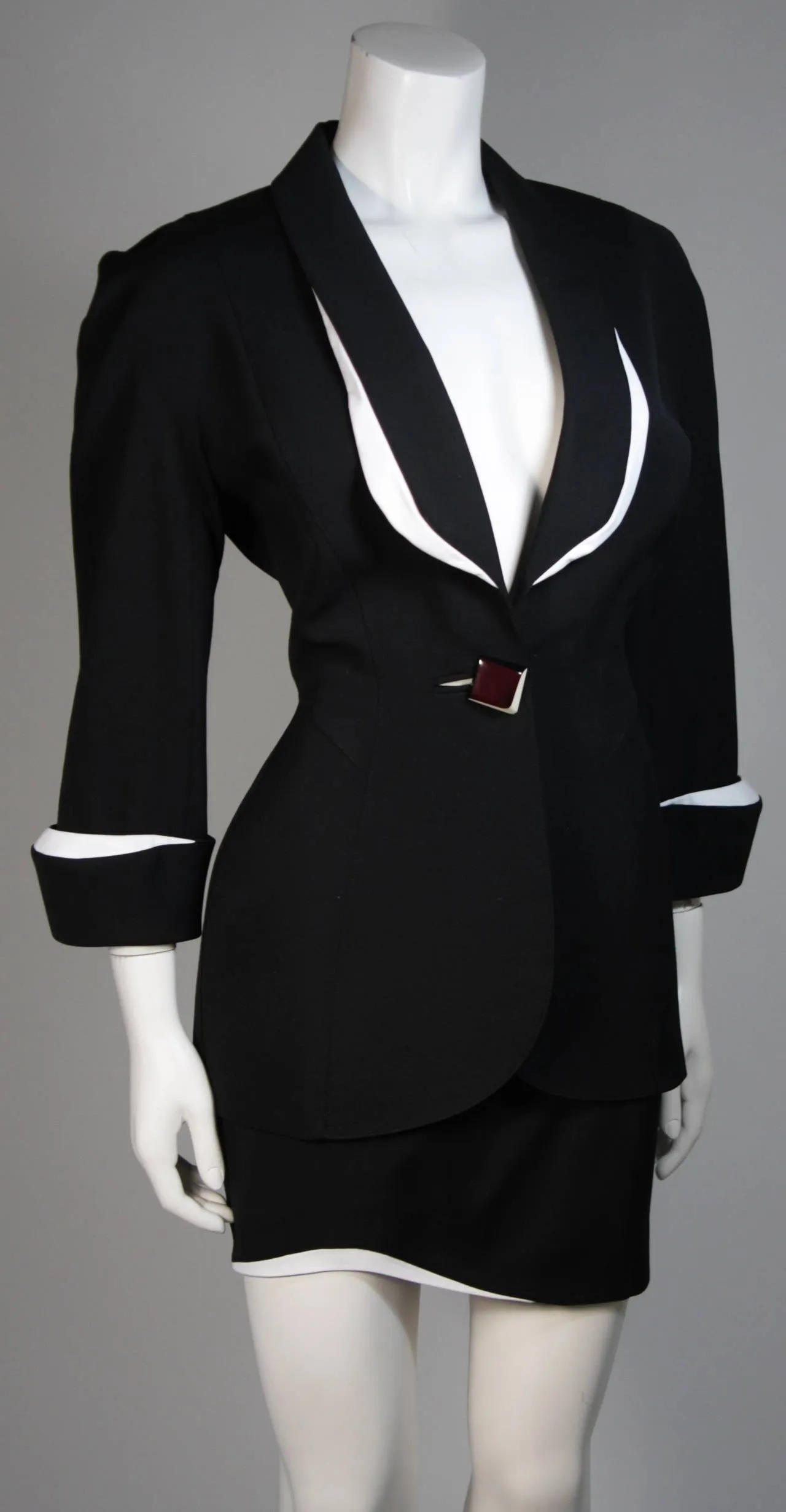 THIERRY MUGLER Black and White Skirt Suit