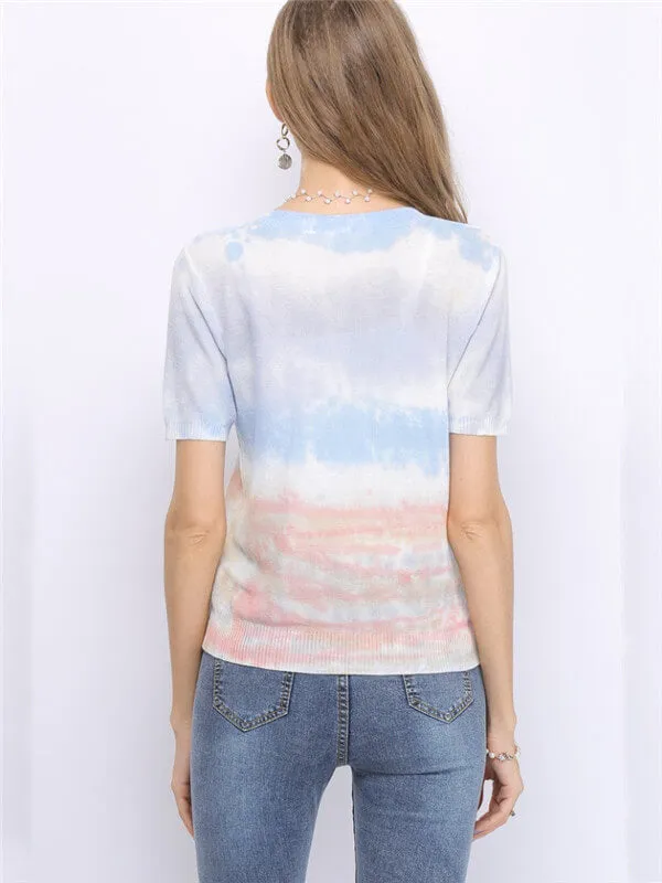 Tie-Dye Knit Blouse