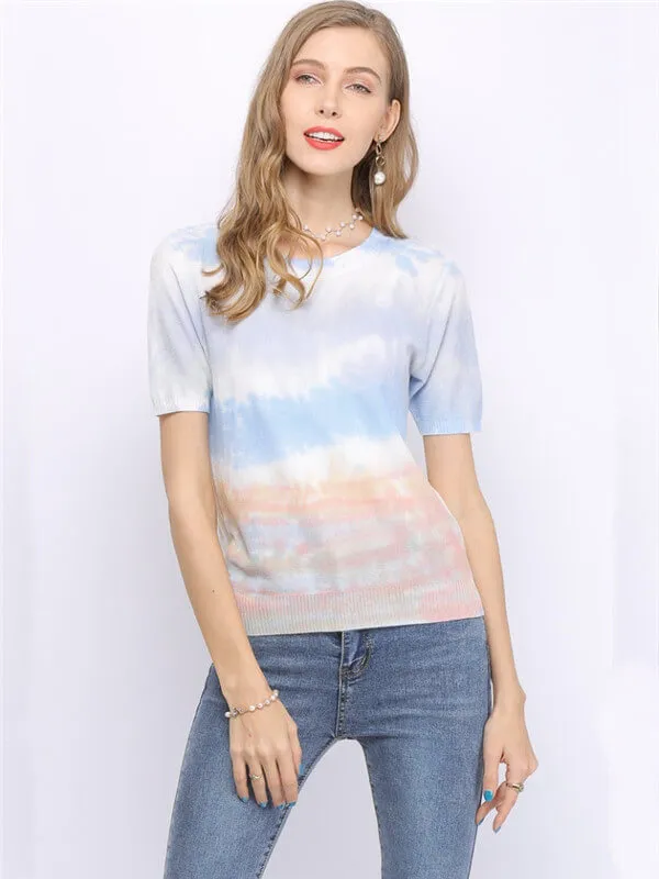 Tie-Dye Knit Blouse