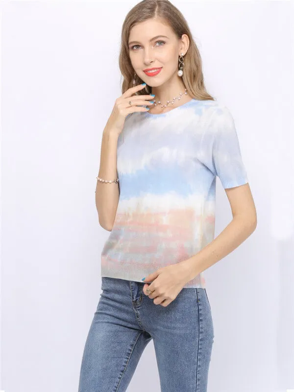 Tie-Dye Knit Blouse