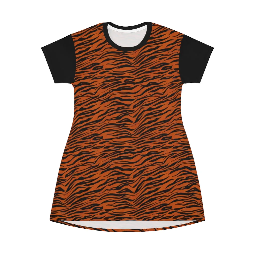 Tiger Stripe Print T-Shirt Dress