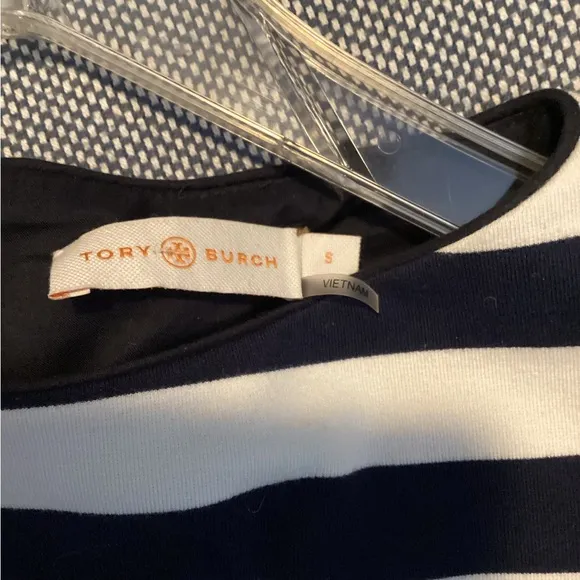 Tory Burch Augusta blue and white striped dress