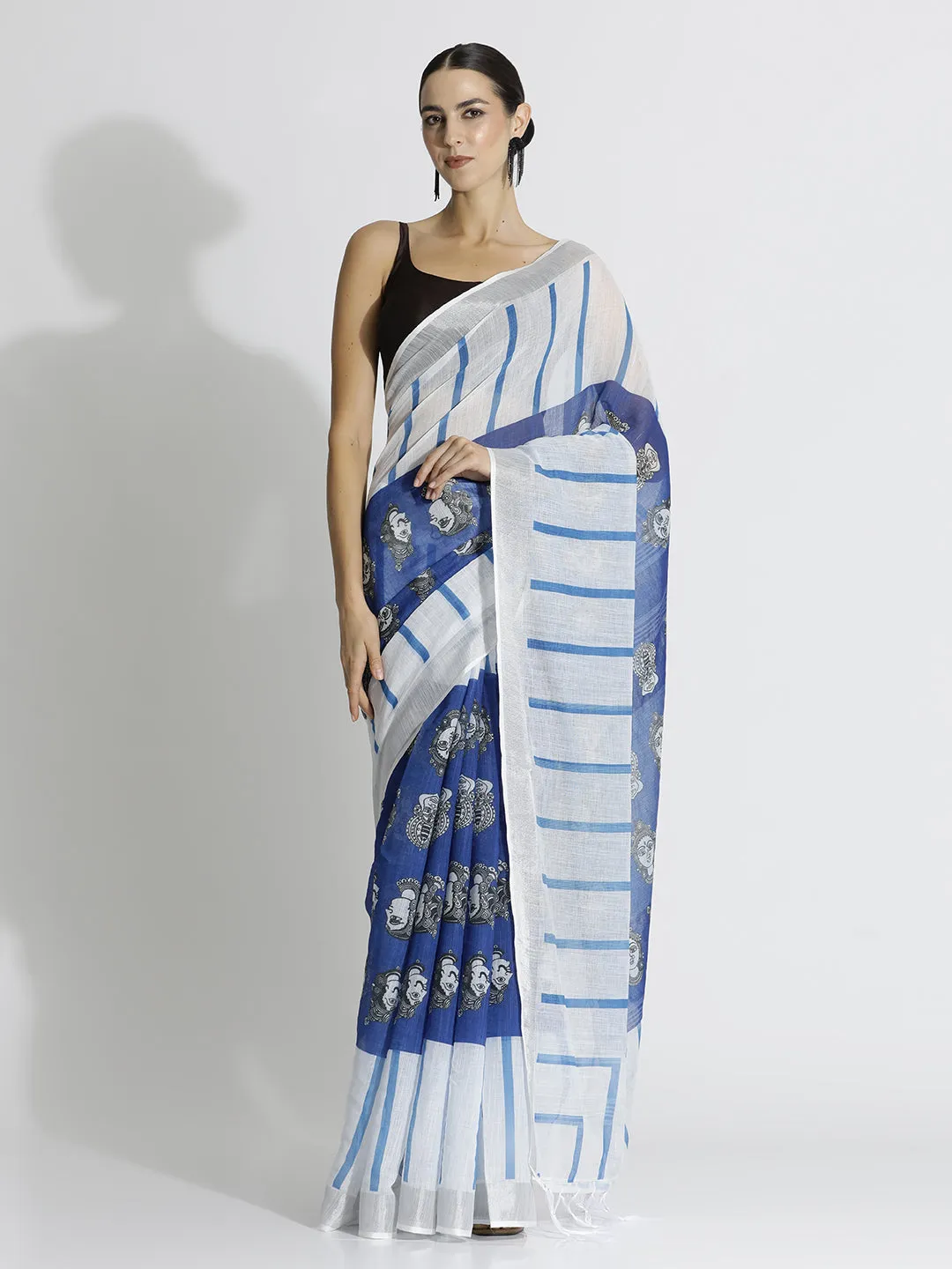 Traditional Printed Daily Wear Pure Linen Saree