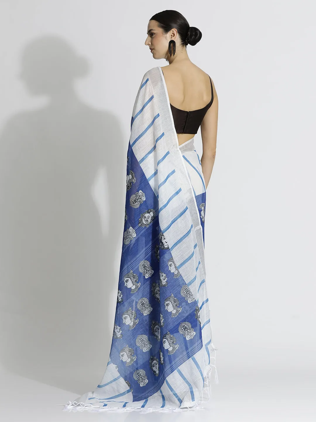 Traditional Printed Daily Wear Pure Linen Saree