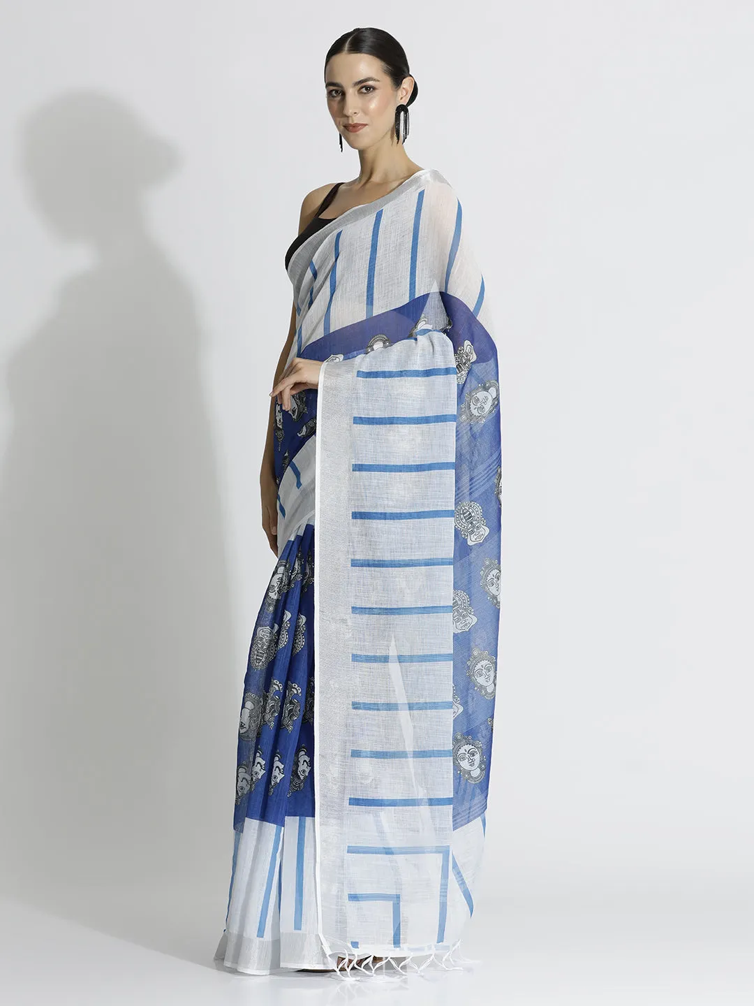 Traditional Printed Daily Wear Pure Linen Saree