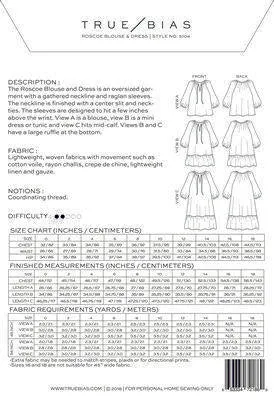 True Bias : Roscoe Blouse and Dress