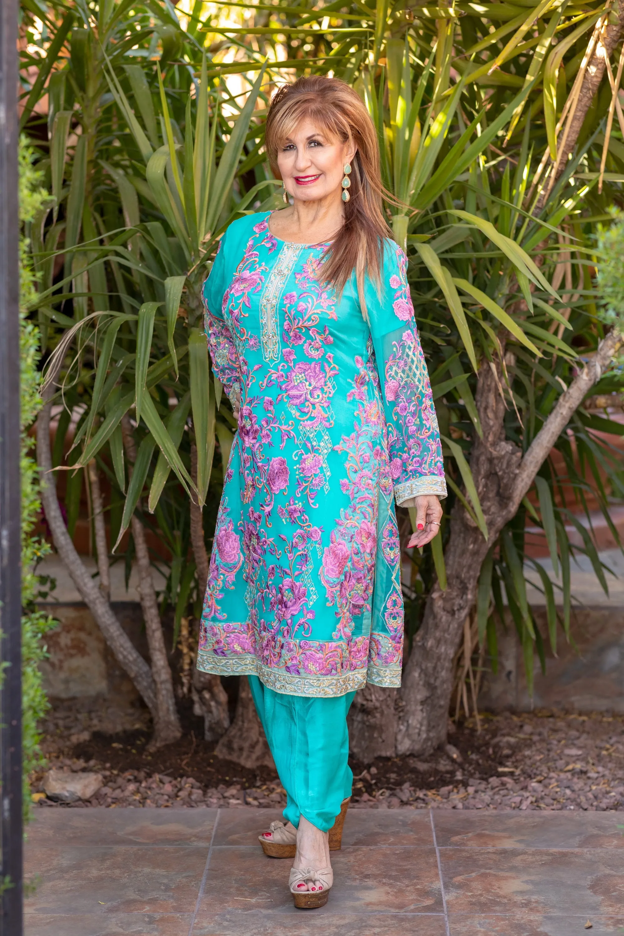 Turquoise Salwar Kameez Suit with Embroidery