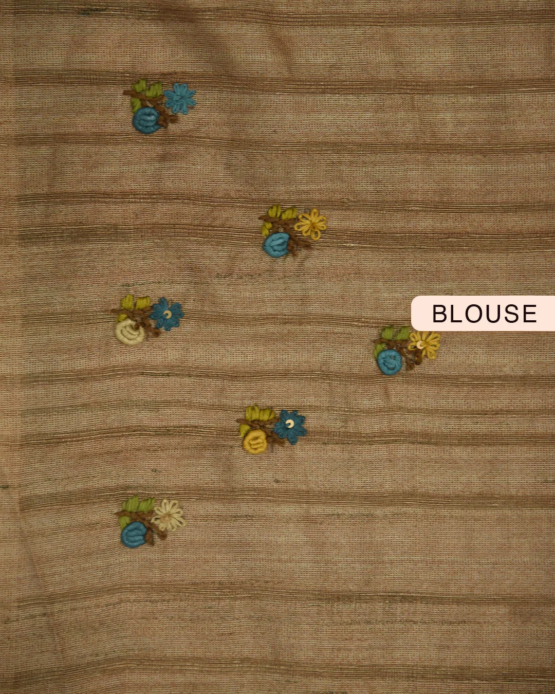 Turquoise Silk Cotton Blend Embroidered Saree With Silk Cotton Blouse