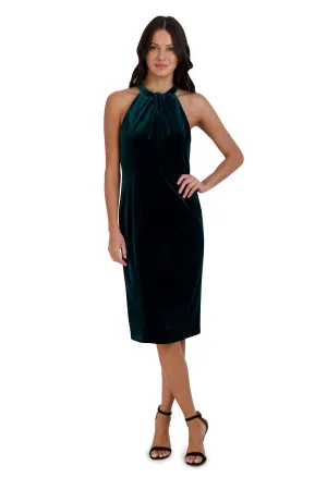 Twist Neck Sheath Midi Dress